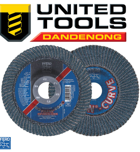 PFERD POLIFAN FLAP DISC SGP ZIRCONIA - STEEL / INOX PFR 125 Z 40 SGP-CURVE L P/N 67689062