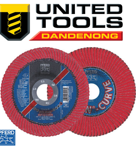 PFERD POLIFAN FLAP DISC SGP CERAMIC - STEEL / INOX PFR 125 CO 60 SGP-CURVE L P/N 67689066