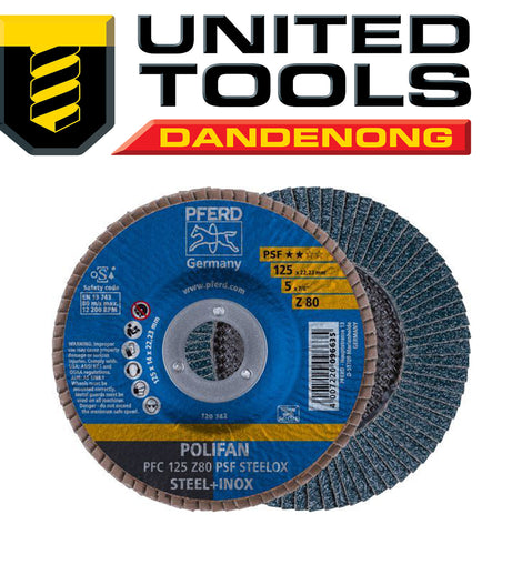 PFERD 80G POLIFAN FLAP DISC GP ZIRCONIA - PFC 125 Z 80 PSF P/N 67770128