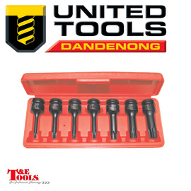 T&E TOOLS 7 Piece 1/2" Drive Torx-r Impact Sockets T30-T70 P/n 98802 + $10.60 Postage