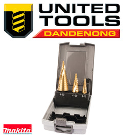 Makita Spiral Cutting Flute - step drill bit set TiNite Coated P/n D-41872 + $10.60 Postage