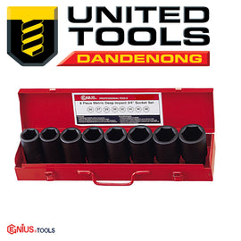 Genius 8 piece 3/4" Drive Deep Metric Impact Socket Set Cr-Mo P/n CD-608M